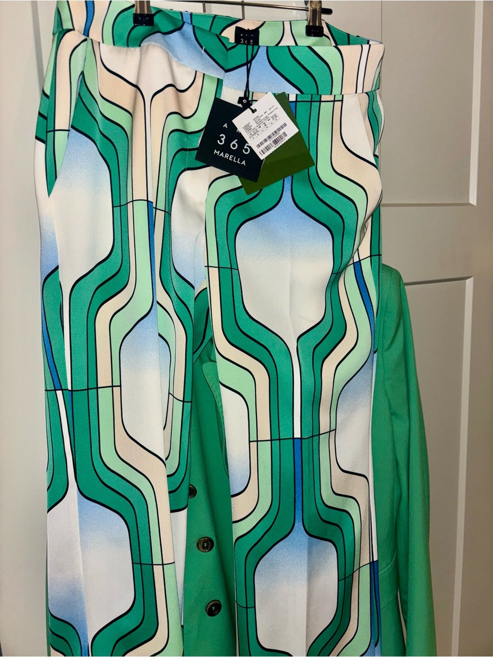 MARELLA 365. ART Green & Teal Geometric Pantsuit - Pants Only - Picture 3 of 5